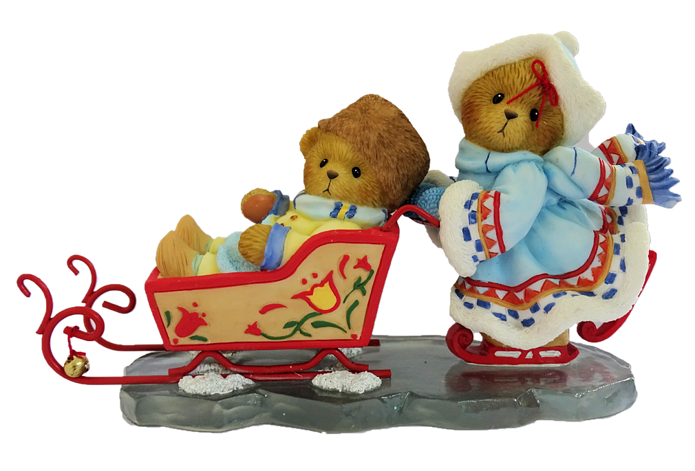 Cherished Teddies, Rob & Ria, Sleigh Bells Ring For A Merry Season,Priscilla Hillman, Cherished Teddies Bär mit Schlitten, 4013423