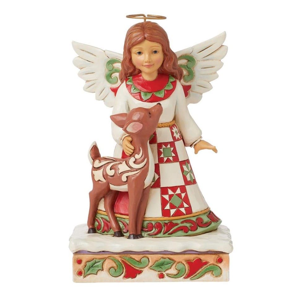 Jim Shore, Heartwood Creek, Jim Shore Santa, 6015532, An Angelic Touch Angel, Engel mit Rentier, Heartwood Creek Engel, Jim Shore Engel, Jim Shore Weihnachtsfigur