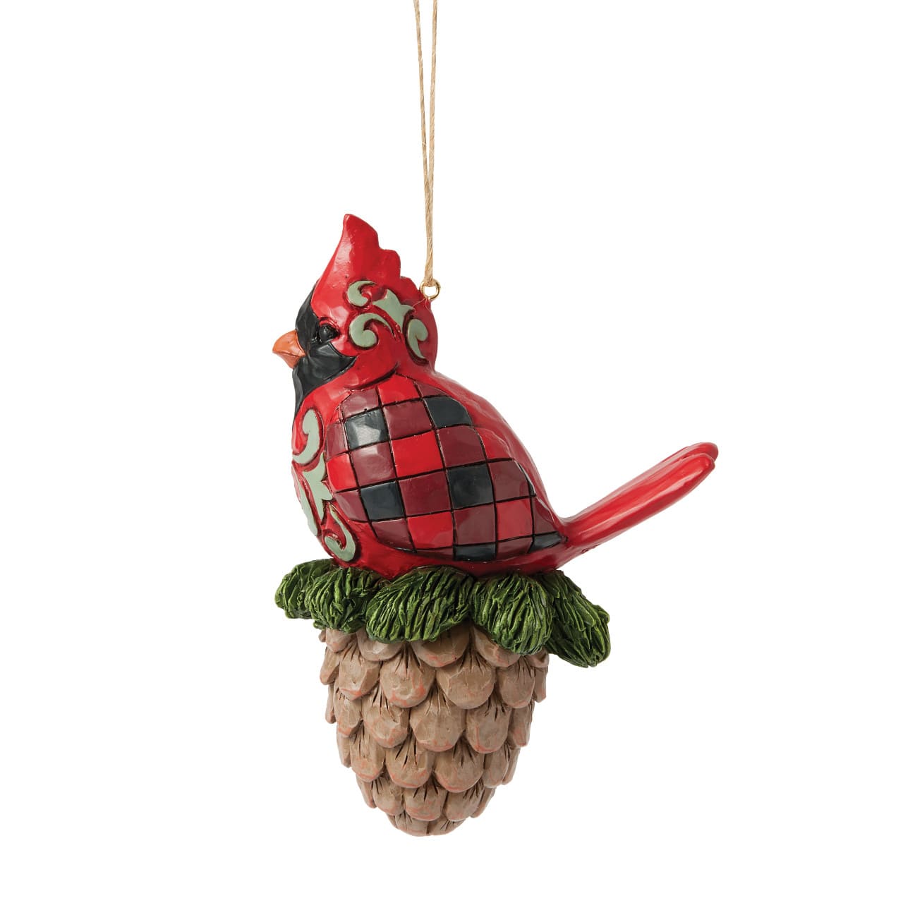 Cardinal on a Pinecone - Kardinal auf Tannenzapfen Ornament Hightland Glen - Heartwood Creek by Jim Shore 6017030