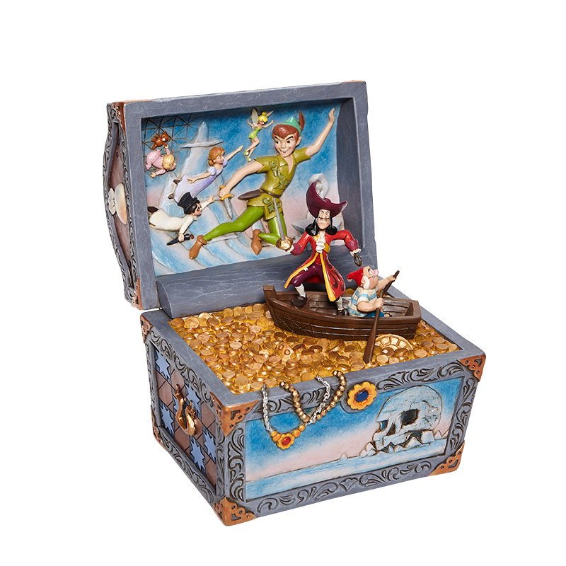 Disney Traditions, Jim Shore, Jim Shore Disney, Jim Shore Disneyfigur, Jim Shore Disney Figur, Peter Pan, Treasure strewn tableau, Peter Pan flying, Peter Pan Schatzkiste, treasure chest, 6008063, Captain Hook, Smee