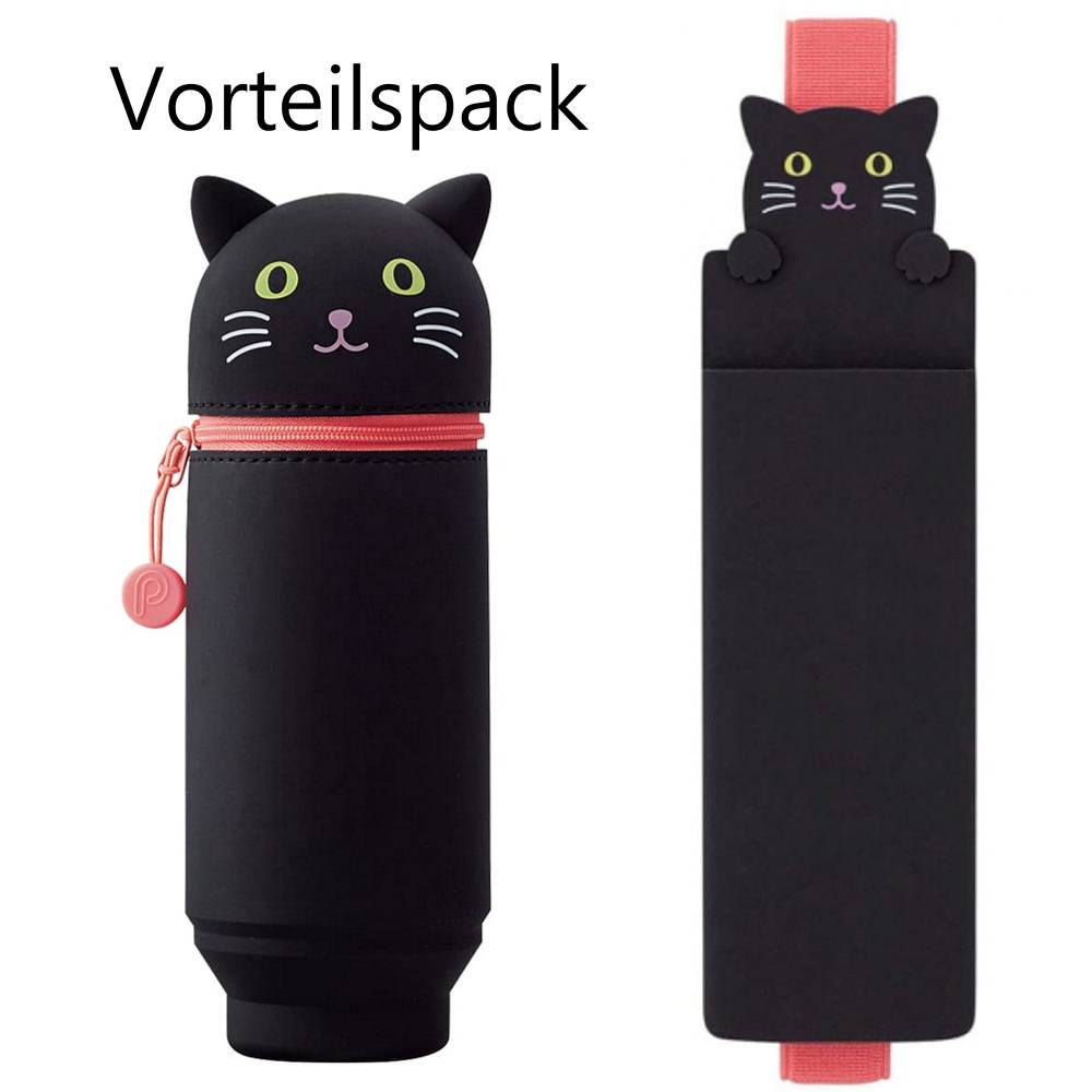 PuniLabo, Punilabo, Lihit Lab, Federtasche und Stiftehalter, stehende Federtasche, Pencil Case, animal, Tiere, innovativ, innovative, stand up pen case, Buchband Stifteetui, Vorteilspack, Schwarze Katze