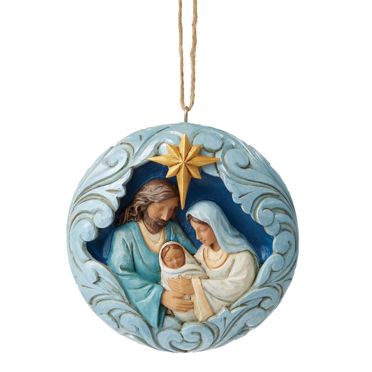 Blue and Gold Holy Family Ornament / Heilige Familie Weihnachtsanhänger - Heartwood Creek by Jim Shore 6017008