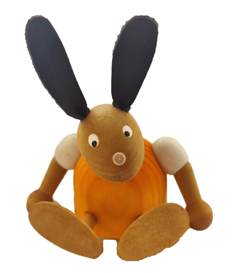 Erzgebirge Osterhase orange -Steckfigur für den großen Kerzenring von Sebastian Design