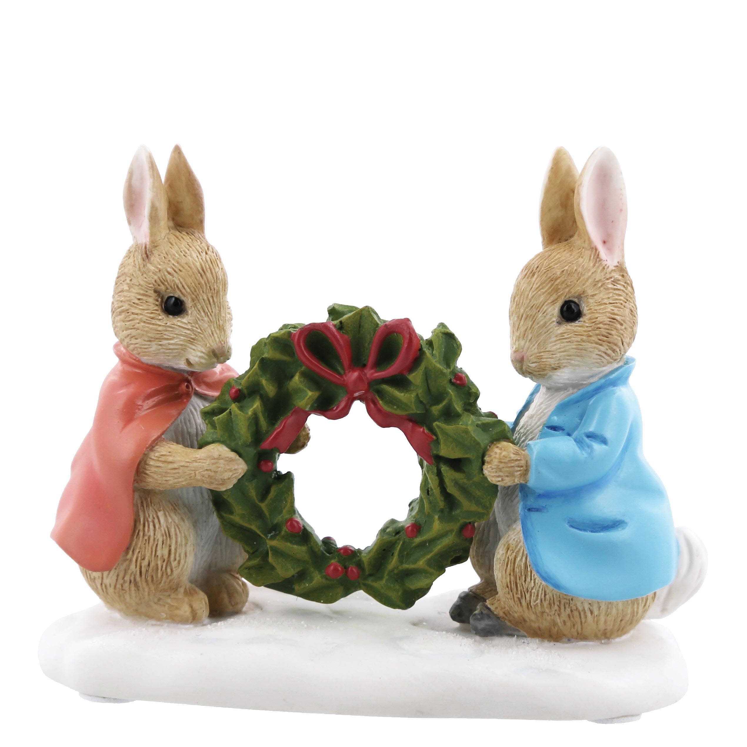 Beatrix Potter, Beatrix Potter Collection, Peter Rabbit, Benjamin Bunny, Flopsy, Jemima Puddle-Duck, Jeremy Fisher, A28966, Peter Rabbit and Flopsy Holding Holly Wreath