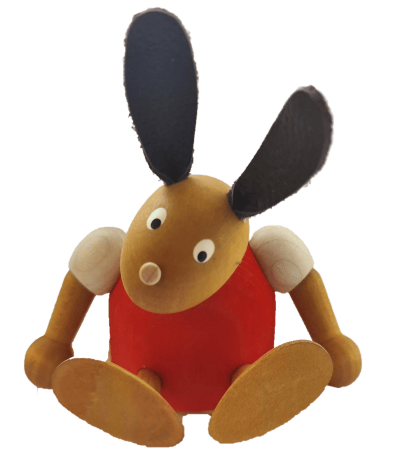 Erzgebirge Osterhase rot -Steckfigur für den großen Kerzenring von Sebastian Design