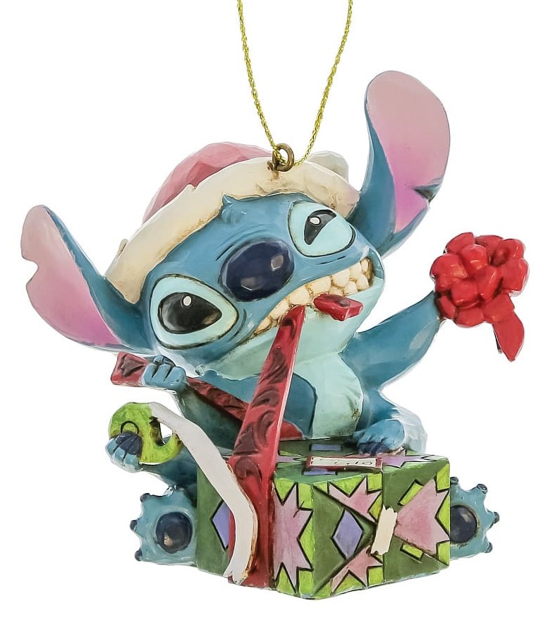 Stitch Bad Wrap Ornament / Stitch packt Geschenk aus / Unwrapping Christmas Gift - Disney Traditions by Jim Shore 6017545