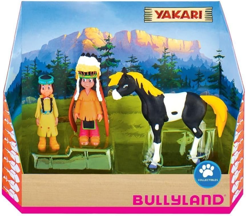 Yakari Geschenkbox mit  Yakari, Regenbogen, Kleiner Donner / Spielfigur - Indianerfigur - Tortenfigur Bullyland 43309