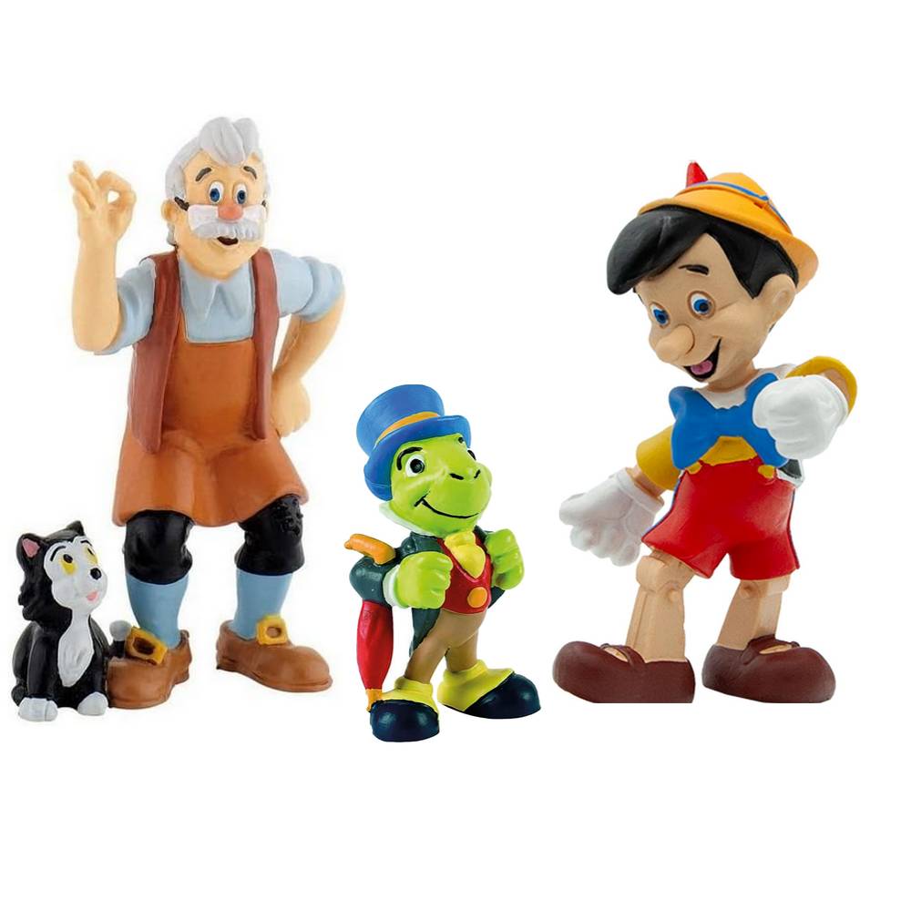 Pinocchio - Gepetto, Pinocchio & Jiminy Cricket / Walt Disney Spielfigur - Tortenfigur - Disneyfigur Bullyland 12397-12398-12399