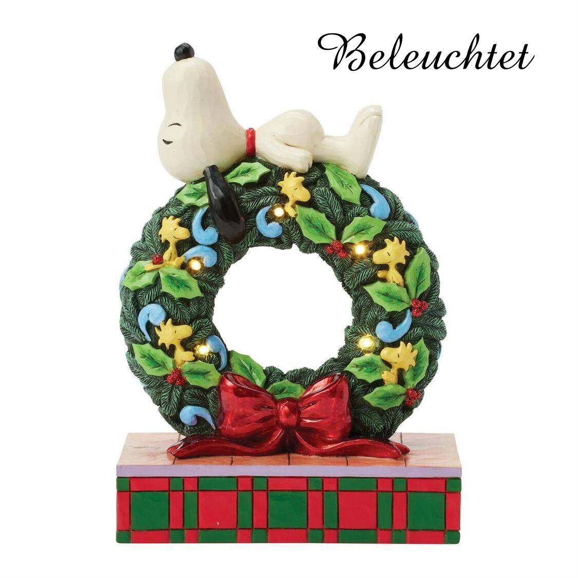 Happy Holiday Dreams Snoopy auf Weihnachtskranz / Sleeping on LED Wreath - Peanuts by Jim Shore 6017242