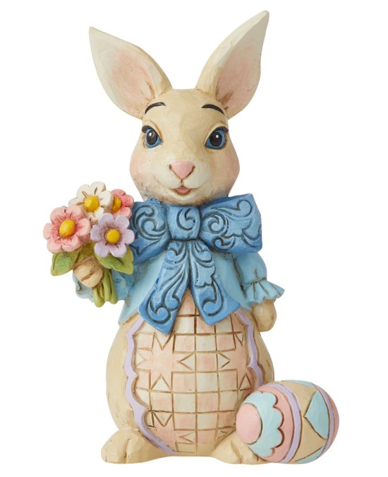 Jim Shore, Heartwood Creek, Jim Shore Heartwood Creek, Jim Shore Gnome, 6010277, Bunny with Bow and Flowers, Osterhase mit Schleife und Blumen, Jim Shore Ostern, Heartwood Creek Ostern, Jim Shore Osterhase