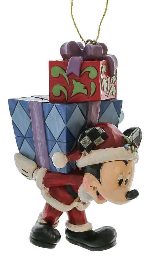 Here Comes Old St. Mick Micky Maus mit Geschenkstapel - Ornament / Weihnachtsanhänger - Disney Traditions Jim Shore 6017547