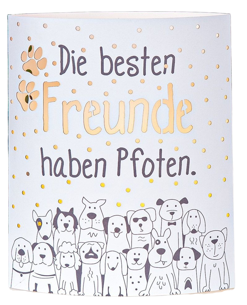 Hundebande - Dekolampe / 55713 Gilde LED Stimmungslicht Windlicht Hundebande / Die besten Freunde haben Pfoten Lampe Hundemotiv
