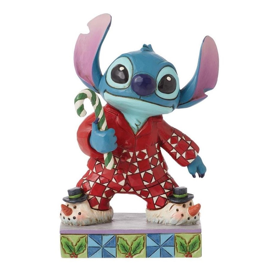 Jim Shore, Disney Traditions, Jim Shore Disney, 6015008, Christmas Morning, Stitch in Weihnachtspyjama, Stitch in Christmas Pyjama Jim Shore Disneyfigur