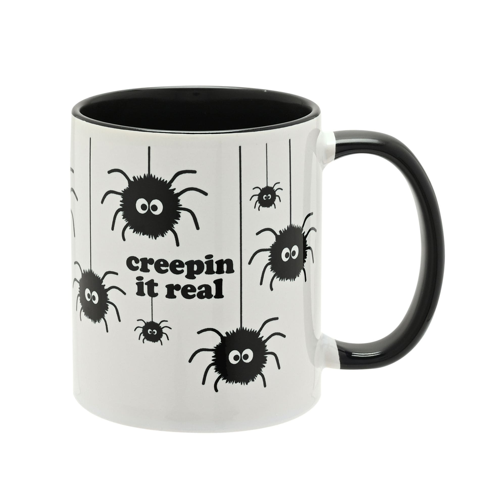 HW772, Halloween Becher, Halloween Tasse, Kaffeebecher, Teebecher, Halloweenspaß, Hocus Pocus Novelties, The Seasonal Gift Company, Creepin' It Real Becher mit Spinnen