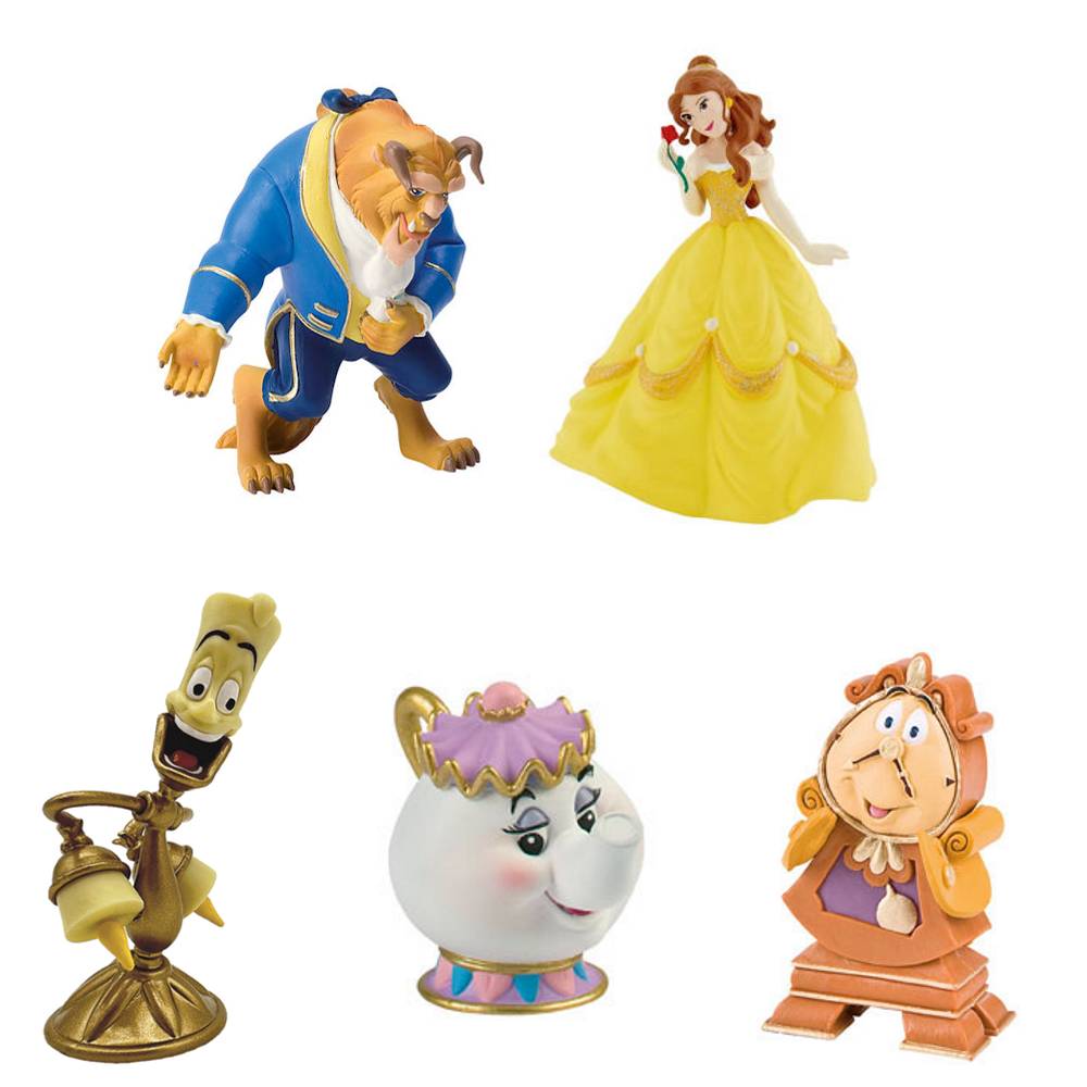 Belle - Schöne und das Biest / Set mit 5 Figuren - Spielfigur - Tortenfigur, Disneyfigur Bullyland 12401 