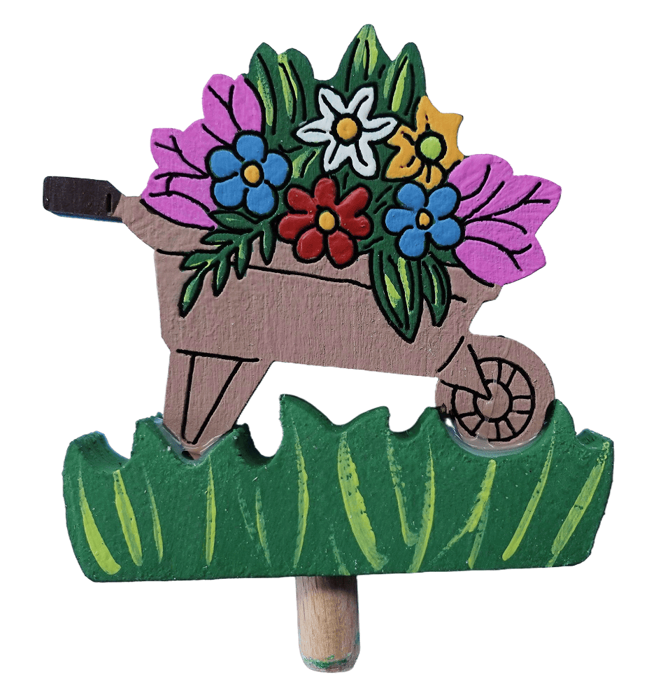 Gartenidylle - Gartenschubkarre mit Sommerblumen - Steckfigur für große Kerzenringe von Sebastian Design