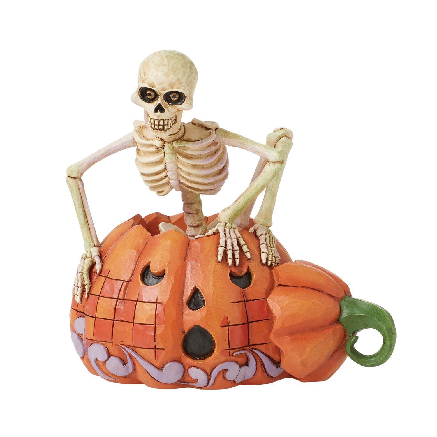 Jim Shore, Heartwood Creek, Halloween, Scared To The Bone, Skelett im Kürbis, Skeleton in a Pumpkin, Herbstdeko, Halloweendeko, Halloweenfigur, 6016643